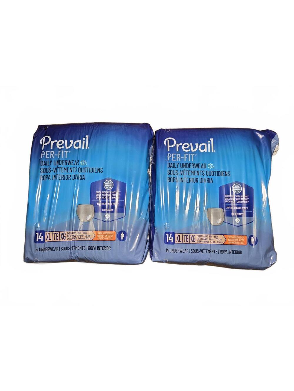 Unopened Prevail Per-Fit Daily Underwear | XL | 2 14-Count Packs